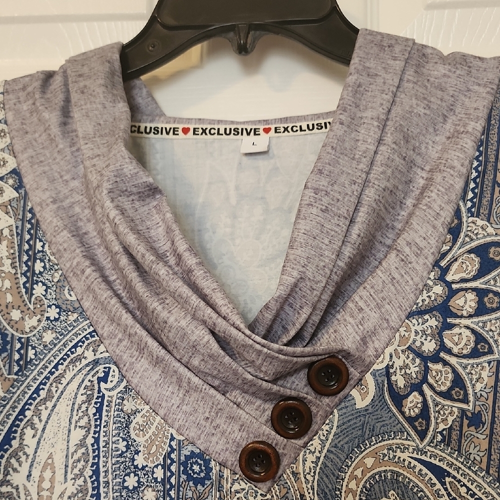 Paisley Print Cowl Neck Blouse - Picture 2 of 10